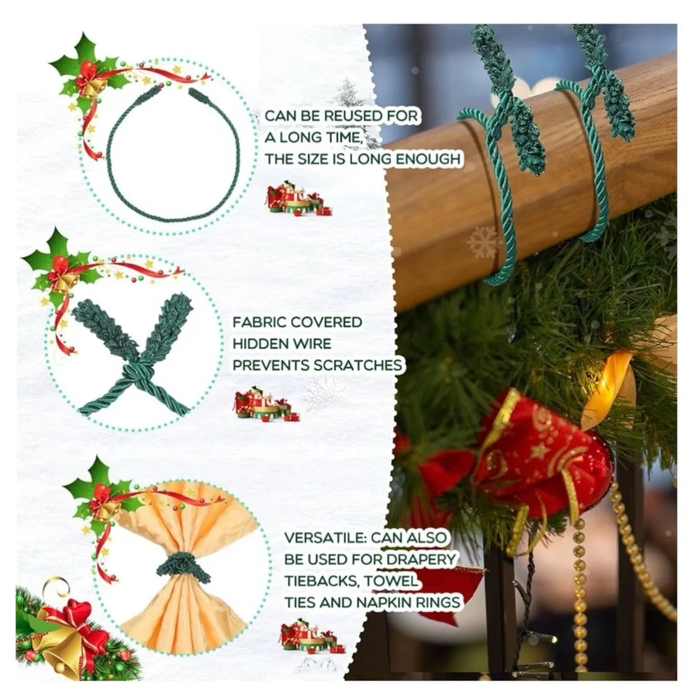 Green Decorative Banister Ties Corded Package Toppers